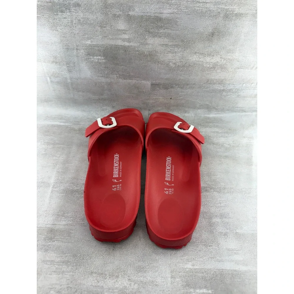 Birkenstock Madrid EVA Red Slide Sandals Waterproof White Buckle Men 8 Womens 10